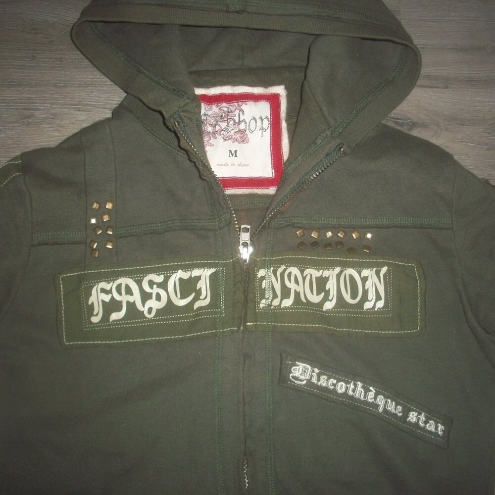 womens urban hoodie.sweatshirt.lace-up details.army fatigue green.size medium - Picture 2 of 3